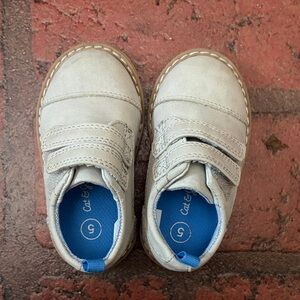 Cat & Jack Beige Kids Velcro Sneakers with Blue Insoles